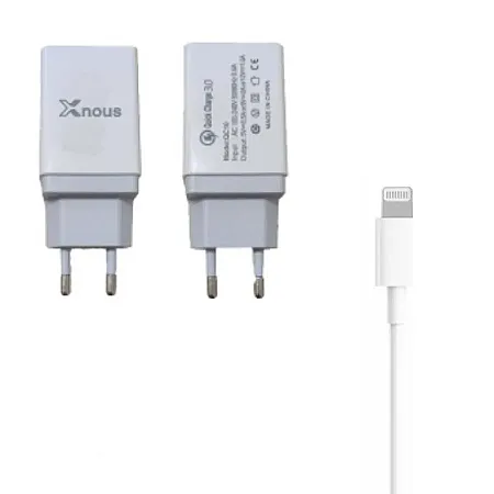 Travel Set Xnous 2 σε 1 Φορτιστής AR-QC 3.0 (18w) + Καλώδιο Lightning US11 (λευκό)