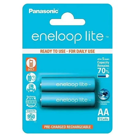 Μπαταρίες Επαναφορτιζόμενες Panasonic Eneloop Lite AA 950mAh 2 Τεμάχια