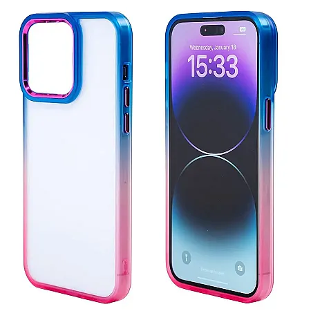 Θήκη για iPhone 12 Pro Max Rainbow Border Διάφανη (μπλε)