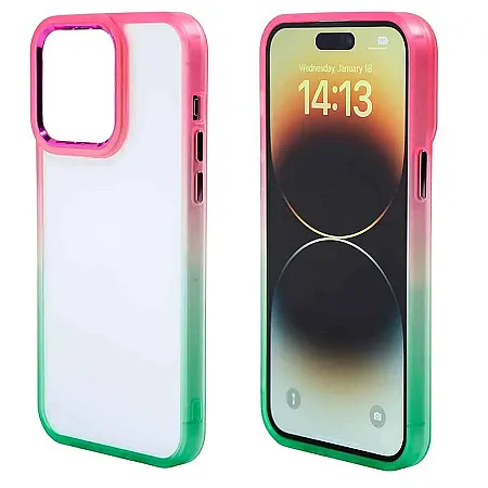 Θήκη για iPhone 12 Pro Max Rainbow Border Διάφανη (κόκκινο)