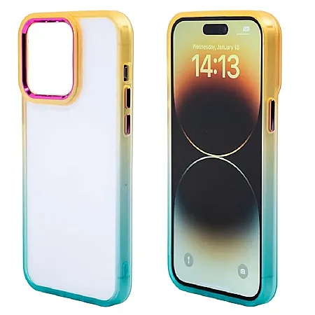 Θήκη για iPhone 13 Pro Max Rainbow Border Διάφανη (πορτοκαλί)