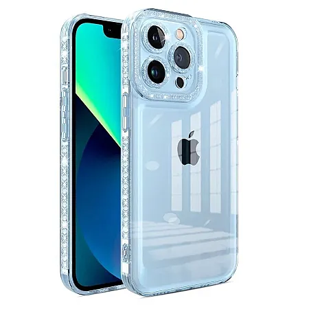 Θήκη για iPhone Xs Max Diamond Bling Διάφανη (μπλε)