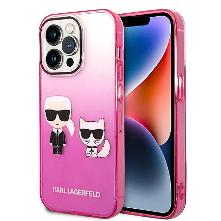 Θήκη για iPhone 14 Pro Karl Lagerfeld “Karl & Choupette” Back Cover Liquid Silicone (Pink – KLHCP14LTGKCP)
