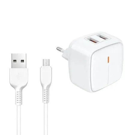 Φορτιστής Jellico C2 2.4A Travel Set 2 x USB σε Micro USB (άσπρο) 