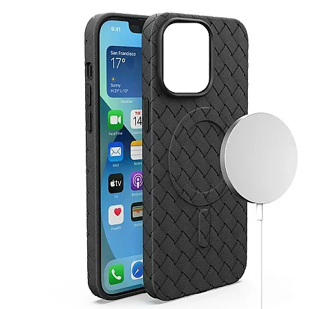 Θήκη για iPhone 15 Plus Mag Safe Woven Case (μαύρο)