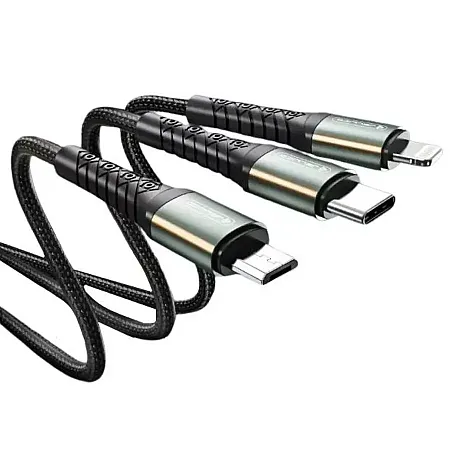 Καλώδιο Φόρτισης/Δεδομένων JELLICO B11 3 σε 1 Type-C/Lightning/Micro USB (μαύρο)