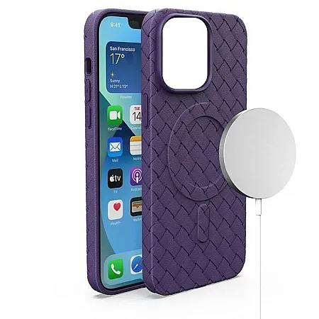 Θήκη για iPhone 13 Pro Max Mag Safe Woven Case (μωβ)