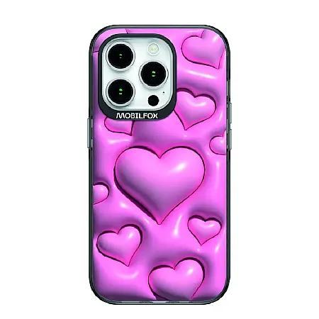 Θήκη για iPhone 12 Pro Max Mobilfox Hearts Babypink Transparent Full-Shock  (μαύρο)