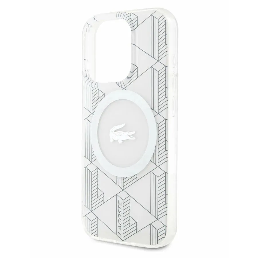 Θήκη για iPhone 15 Pro Lacoste HC Magsafe IML Monogram Silver Croc Logo (LCHMP15LUBSH - ιβουάρ)