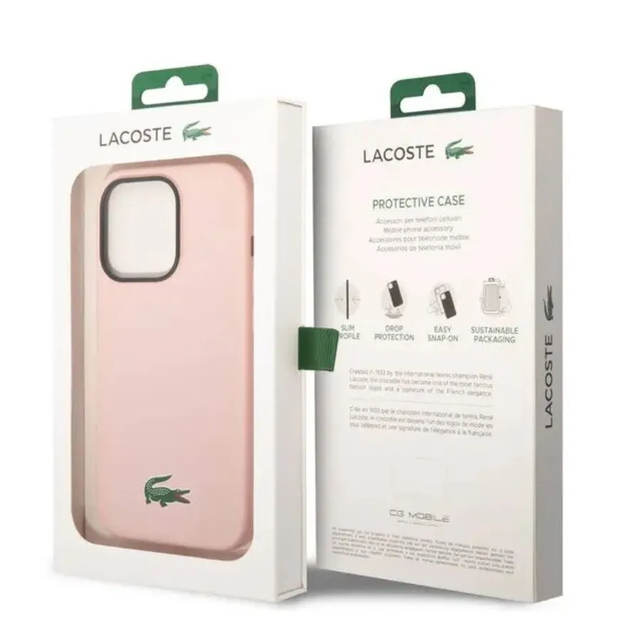 Θήκη για iPhone 15 Pro Lacoste HC Silicone Croc Logo MagSafe (LCHMP15LSLOI - ροζ)