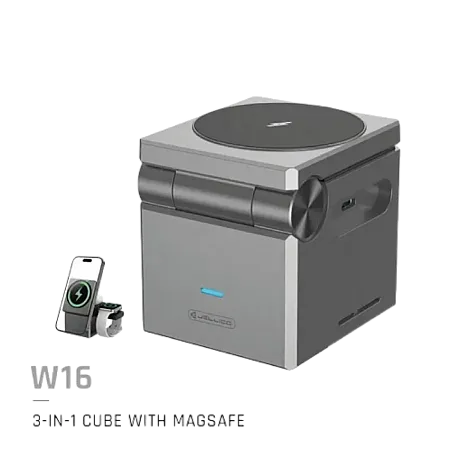 Βάση Ασύρματης Φόρτισης Jellico W16 3in1 Magsafe Cube Portable Charging Station (Μαύρο)