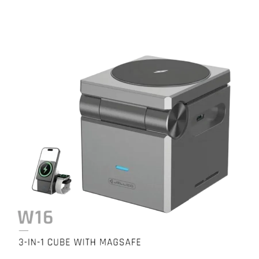 Βάση Ασύρματης Φόρτισης Jellico W16 3in1 Magsafe Cube Portable Charging Station (Μαύρο)