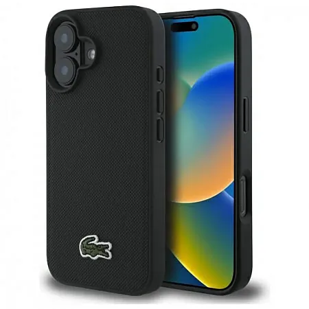 Θήκη για Iphone 16 Lacoste Woven Iconic Petit Pique Magsafe  (Μαύρο-LCHMP16SPVCK)