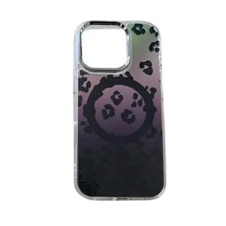 Θήκη για iPhone 15 Ombre Leopard Black Magsafe (Διάφανο)