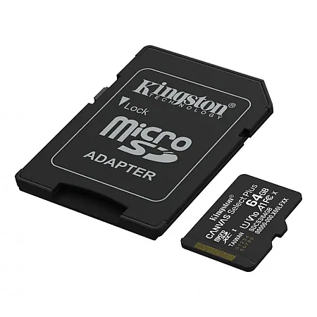 Κάρτα Μνήμης Kingston SDCS3/64GB Canvas Select Plus Gen3 microSD 64GB UHS-I 100MB/s (Με Αντάπτορα)