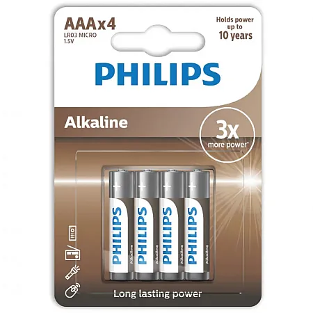 Μπαταρίες Τύπου AAA Philips Αλκαλικές 4 Τεμάχια