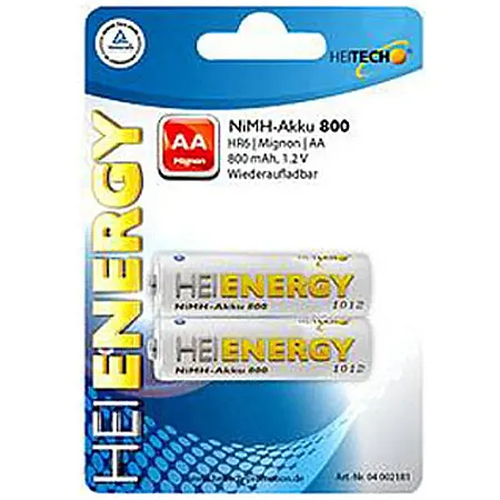 Μπαταρίες Επαναφορτιζόμενες AA 800mah NiMH-Accu HEITECH 04002181 2 Τεμάχια